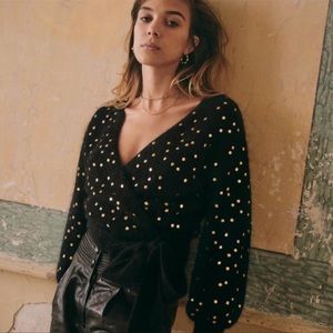 BNWT Sézane Maelle Jumper Sweater Black Gold S